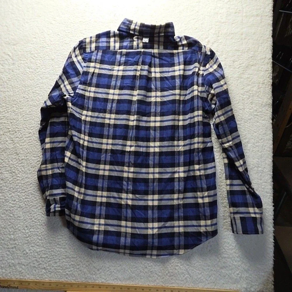 Polo Ralph Lauren Performance Flannel Mens XXL Blue Plaid Custom Fit Shirt